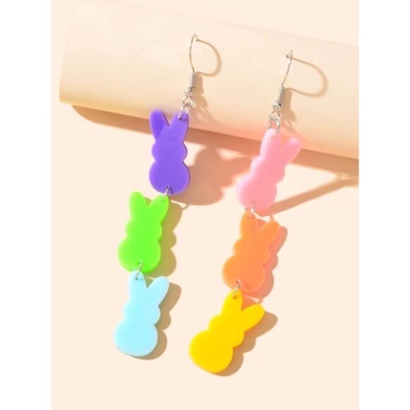 Easter Peep Link Drop Earrings - Picture 1 of 4